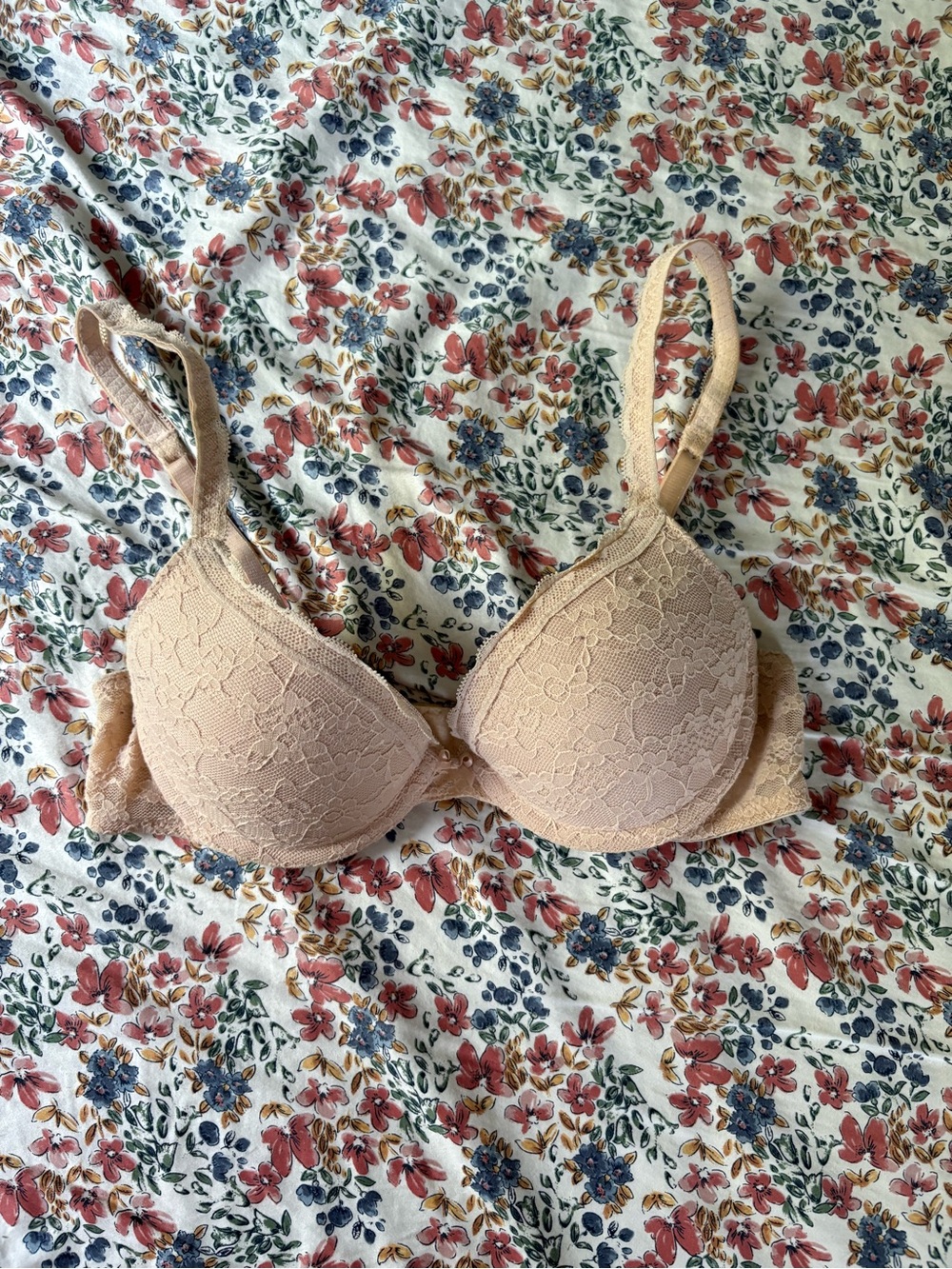 aerie Beige Lace Push-Up Bra